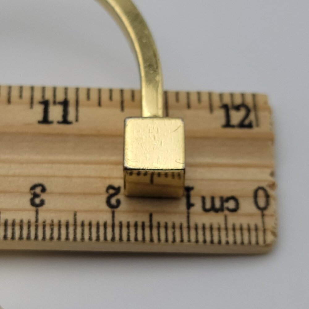 J. Crew Gold Tone Cube Charm Open Cuff Bracelet 6 Inches Size Small - Picture 11 of 11